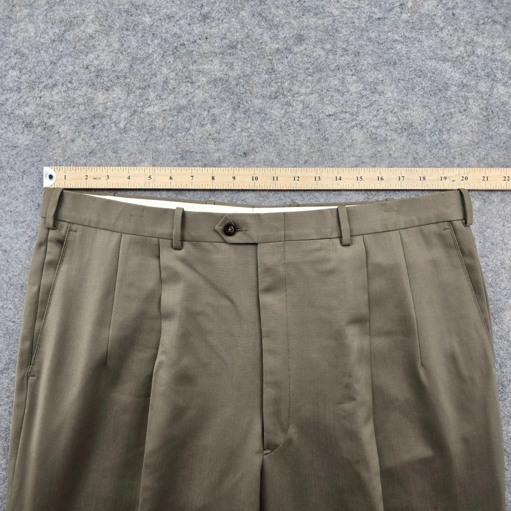 Britches Mens Wool Pleated Dress Pants 40L Tobacco Brown Italy Cuffed NWT $155
